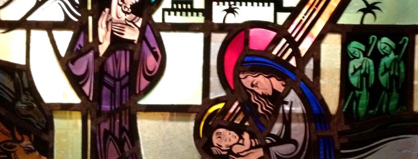 Nativity stained glass window